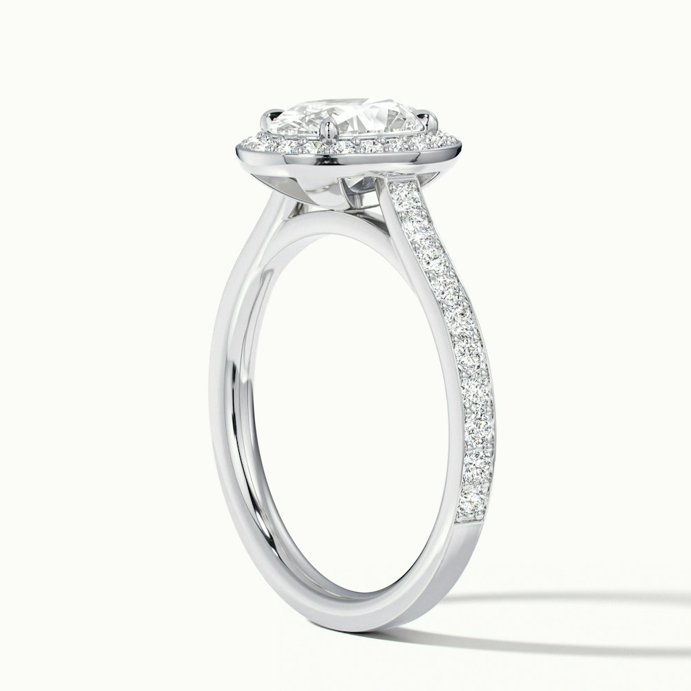 Erin 4.5 Carat Oval Halo Pave Lab Grown Engagement Ring in 10k White Gold