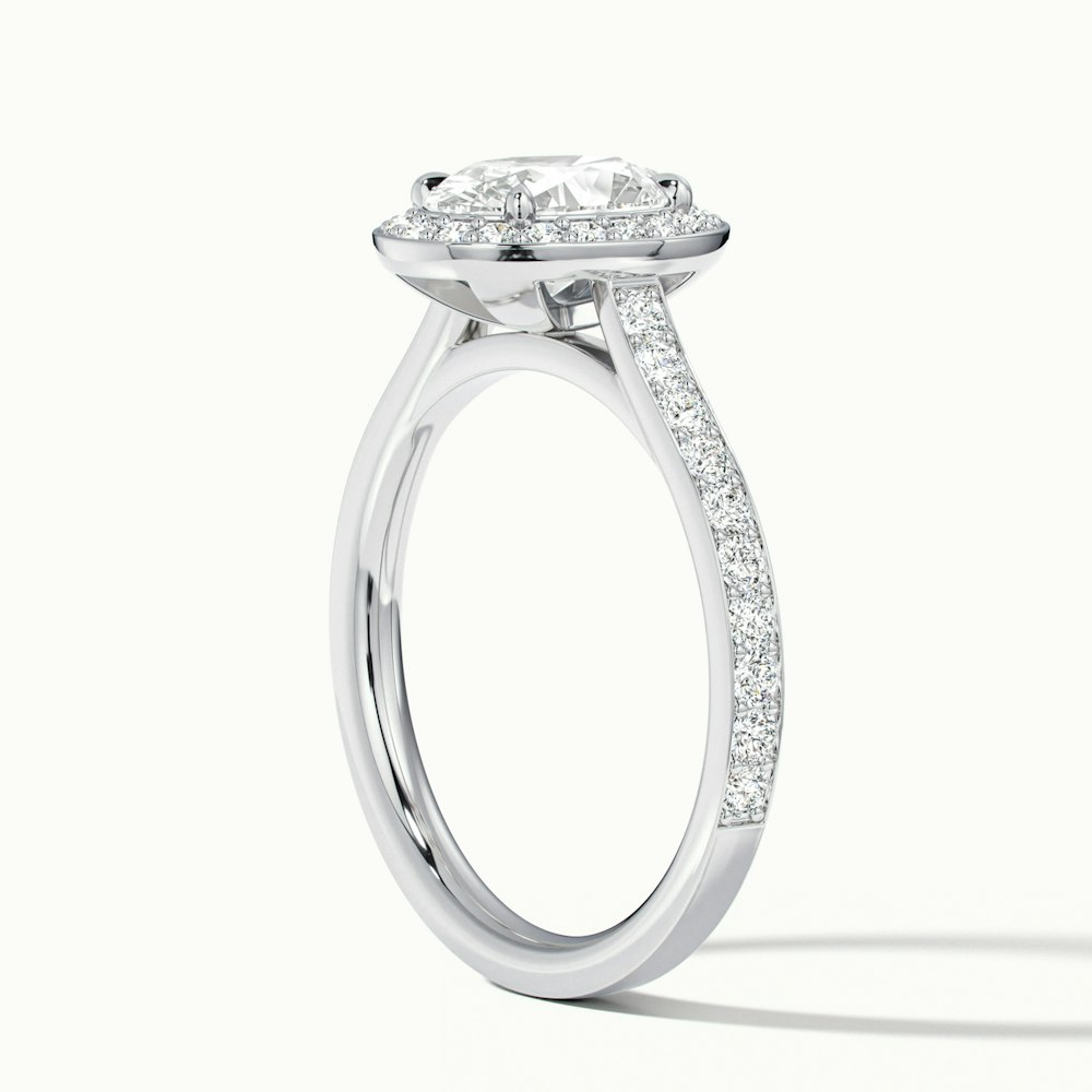 Emily 1 Carat Oval Halo Pave Moissanite Diamond Ring in Platinum