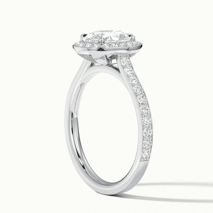 Emily 5 Carat Oval Halo Pave Moissanite Diamond Ring in 10k White Gold