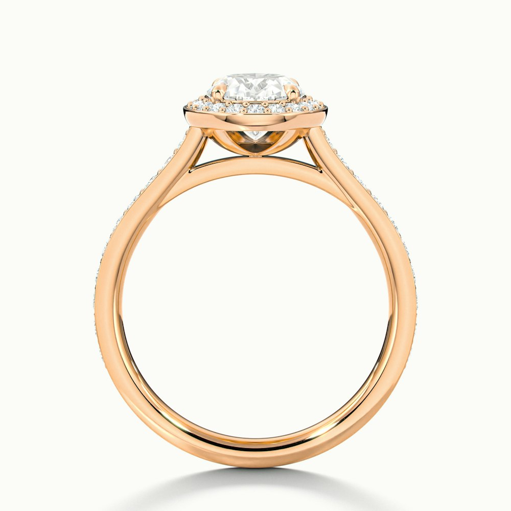 Erin 1 Carat Oval Halo Pave Lab Grown Engagement Ring in 18k Rose Gold