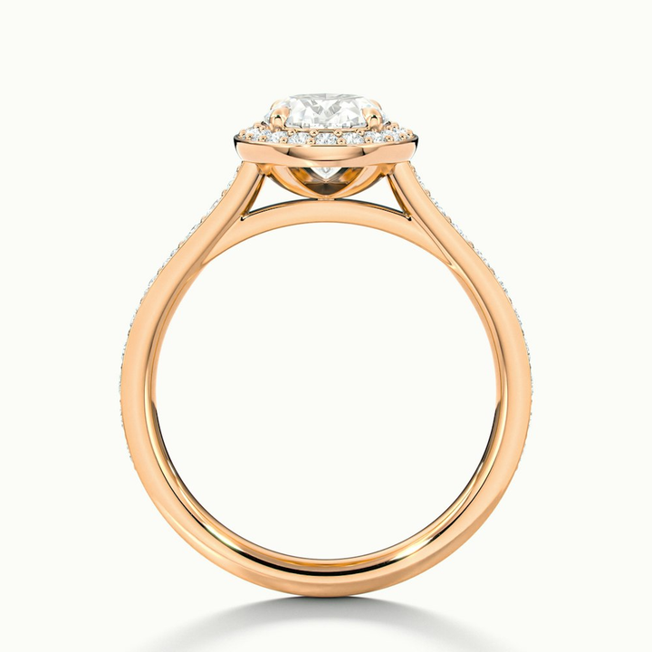 Erin 1 Carat Oval Halo Pave Lab Grown Engagement Ring in 18k Rose Gold