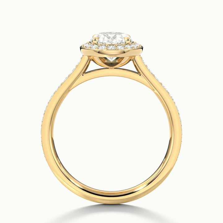 Emily 1 Carat Oval Halo Pave Moissanite Diamond Ring in 18k Yellow Gold