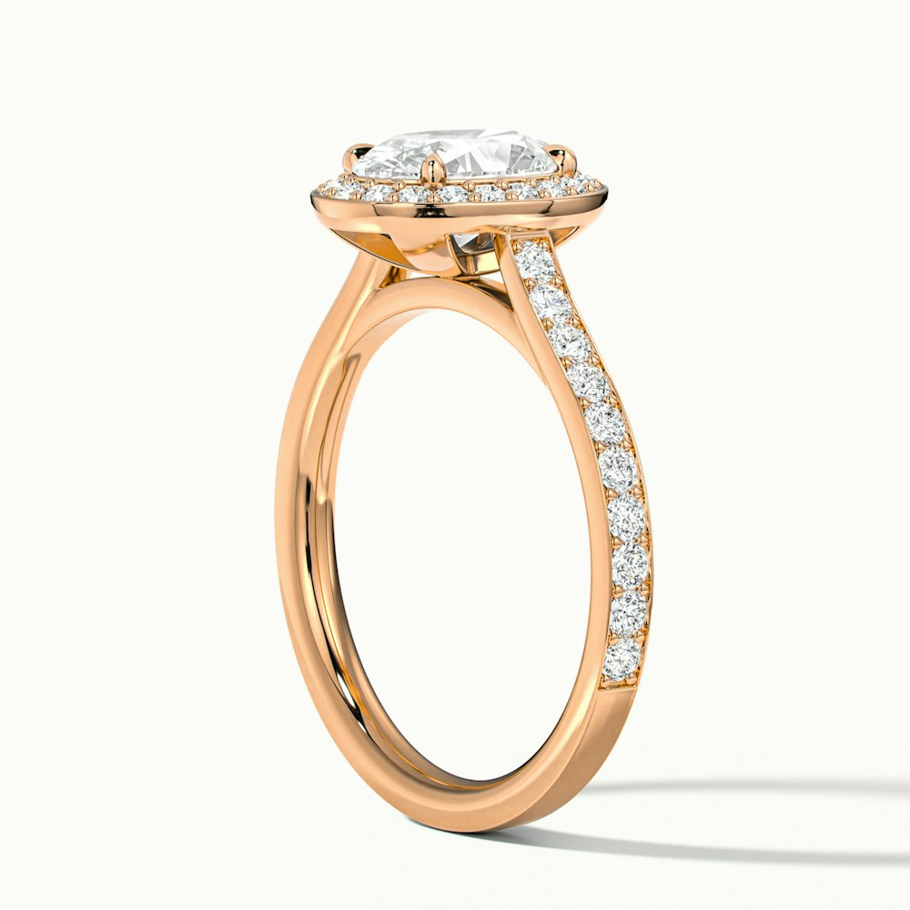 Jeri 4 Carat Cushion Cut Halo Lab Grown Engagement Ring in 14k Rose Gold