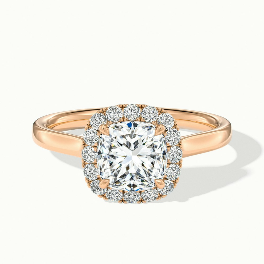 1 Carat Cushion Cut Halo Lab Grown Engagement Ring