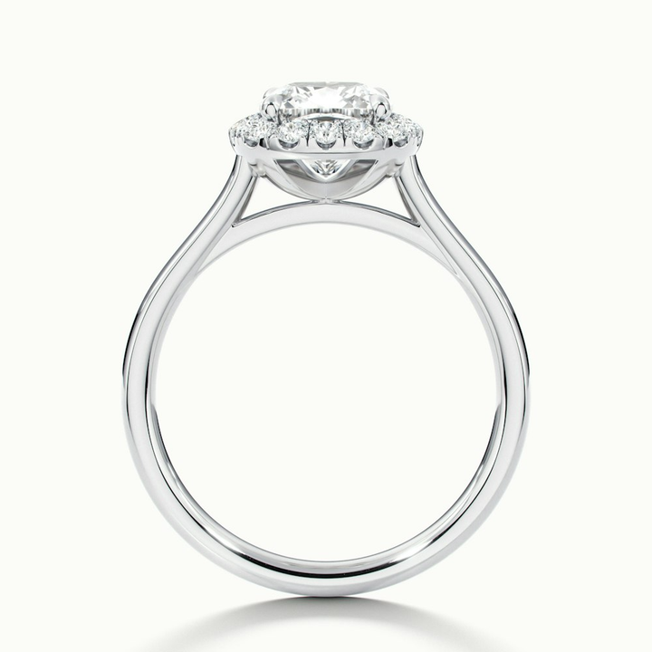 Dina 1 Carat Cushion Cut Halo Moissanite Diamond Ring in 14k White Gold