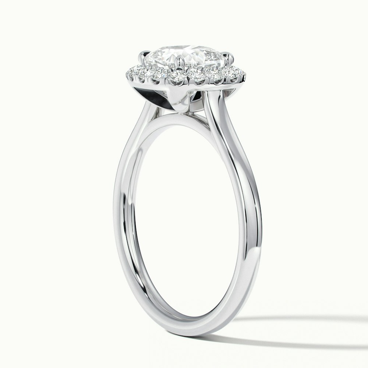 Dina 1.5 Carat Cushion Cut Halo Moissanite Diamond Ring in Platinum