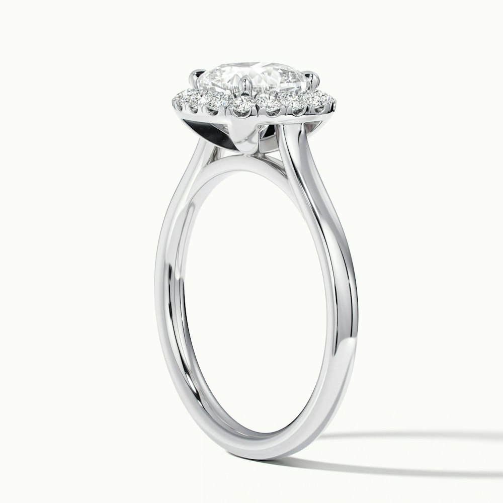 Jeri 3.5 Carat Cushion Cut Halo Lab Grown Engagement Ring in 14k White Gold