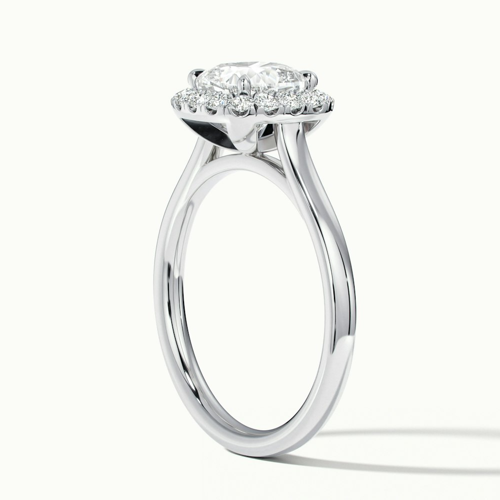 Dina 1 Carat Cushion Cut Halo Moissanite Diamond Ring in Platinum