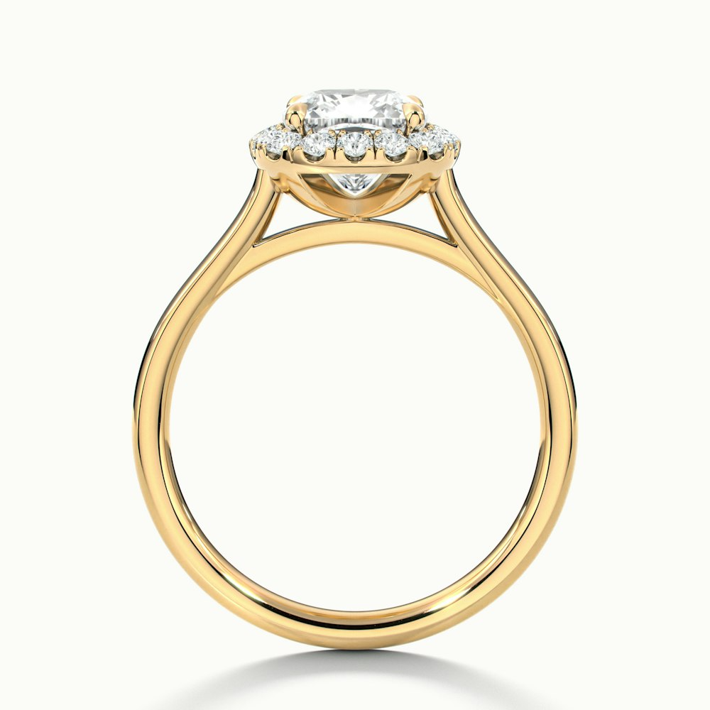 Dina 1.5 Carat Cushion Cut Halo Moissanite Diamond Ring in 10k Yellow Gold