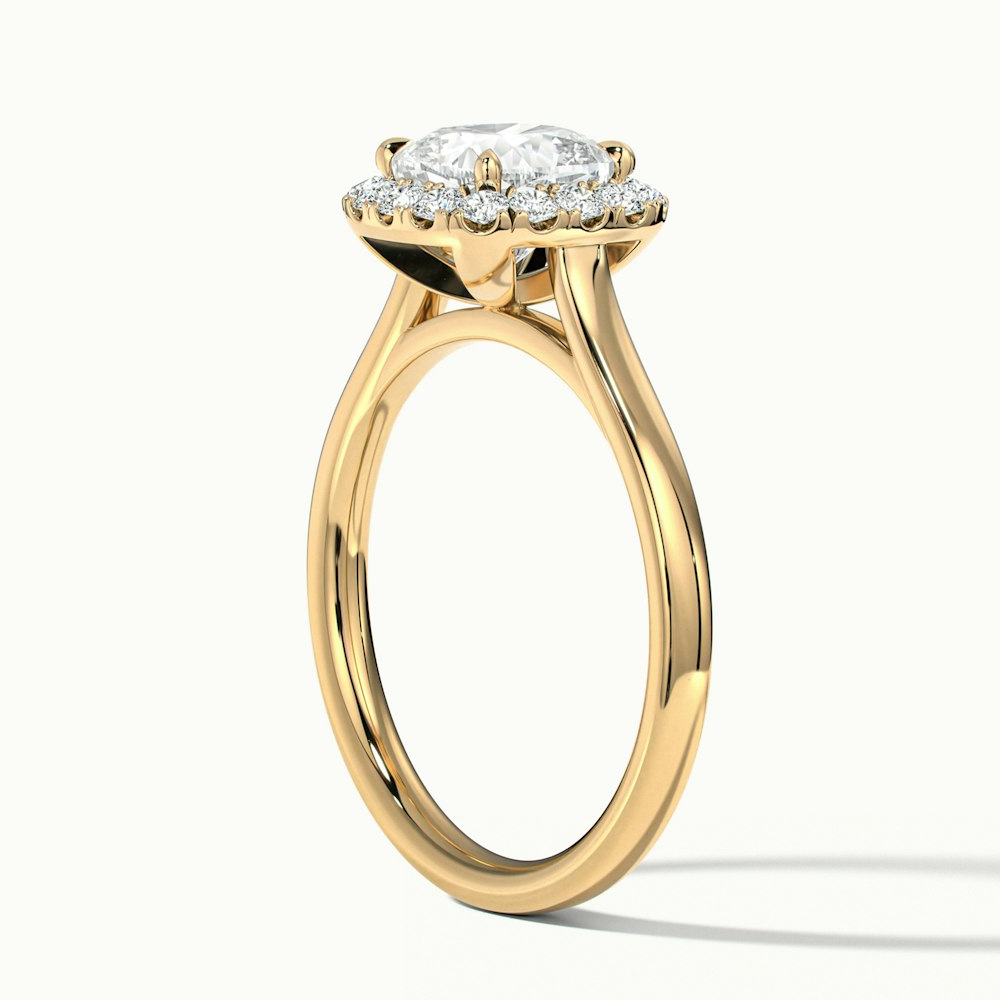 Dina 1.5 Carat Cushion Cut Halo Moissanite Diamond Ring in 14k Yellow Gold