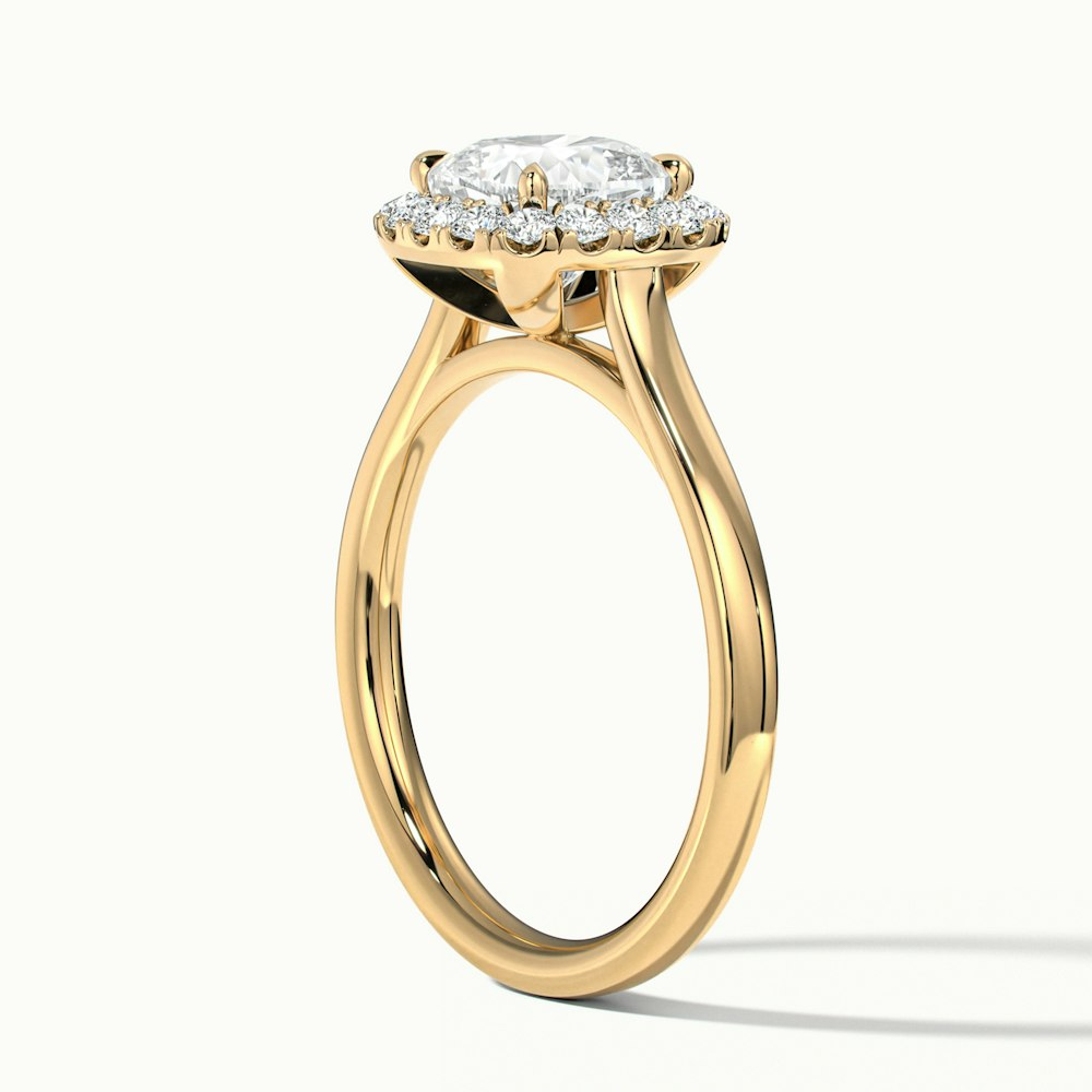 Dina 1.5 Carat Cushion Cut Halo Moissanite Diamond Ring in 10k Yellow Gold