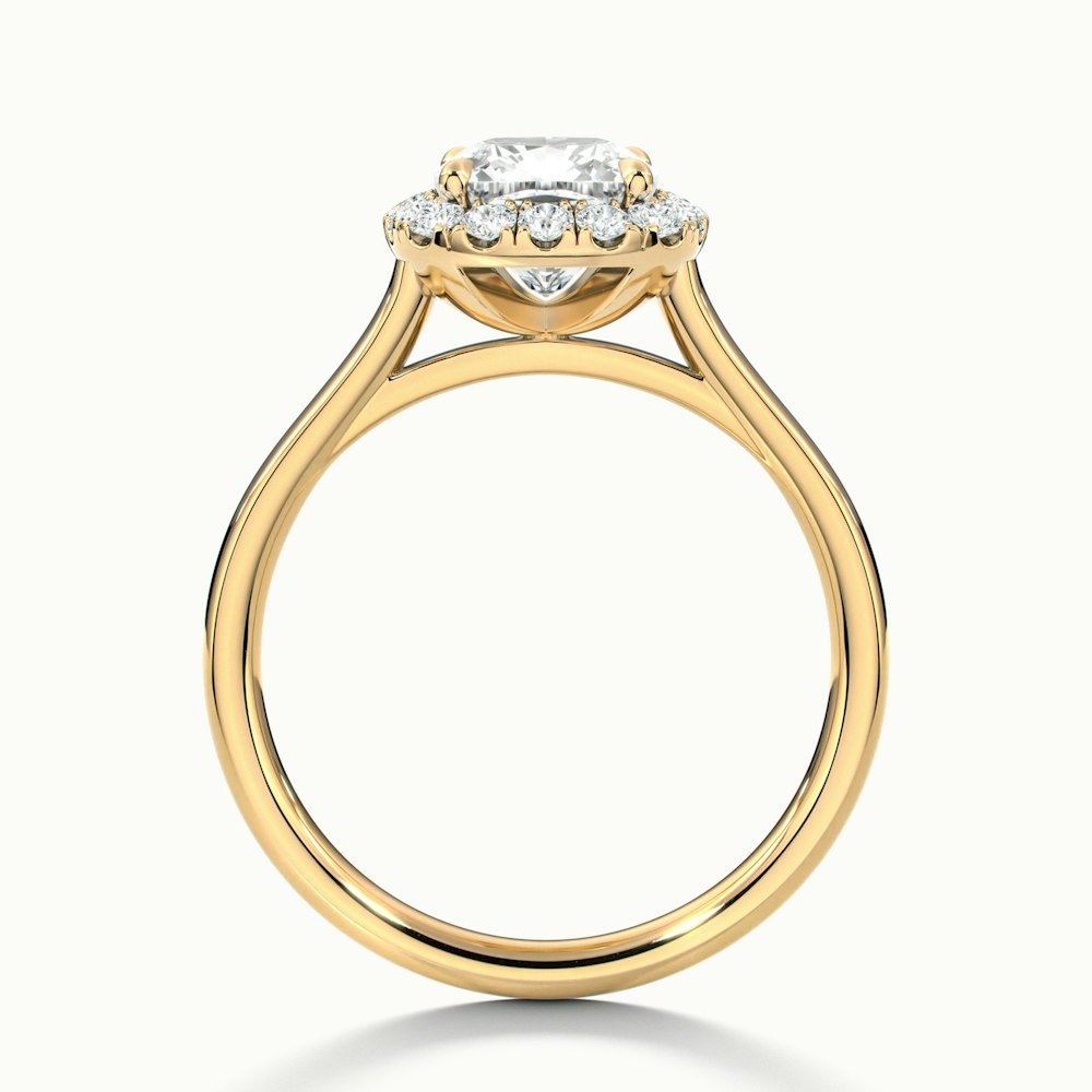 Jeri 3.5 Carat Cushion Cut Halo Lab Grown Engagement Ring in 14k Yellow Gold