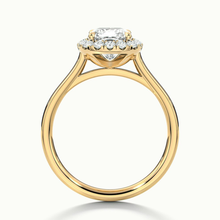 Jeri 3.5 Carat Cushion Cut Halo Lab Grown Engagement Ring in 14k Yellow Gold