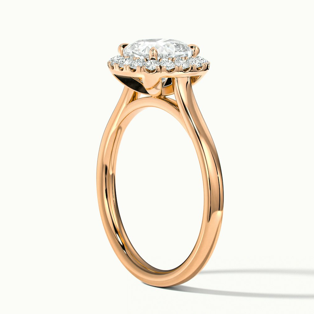 Dina 4 Carat Cushion Cut Halo Moissanite Diamond Ring in 14k Rose Gold
