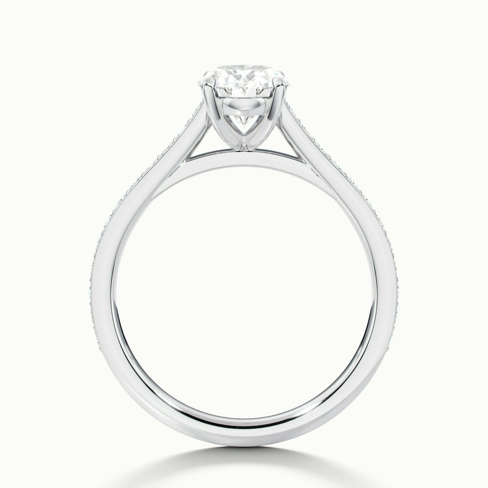 Dallas 3.5 Carat Oval Cut Solitaire Pave Moissanite Diamond Ring in Platinum