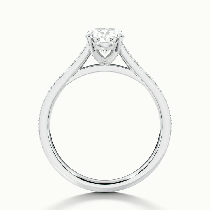 Dallas 2 Carat Oval Cut Solitaire Pave Moissanite Diamond Ring in 14k White Gold