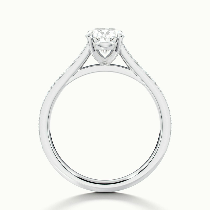 Jessy 3.5 Carat Oval Cut Solitaire Pave Lab Grown Engagement Ring in 10k White Gold