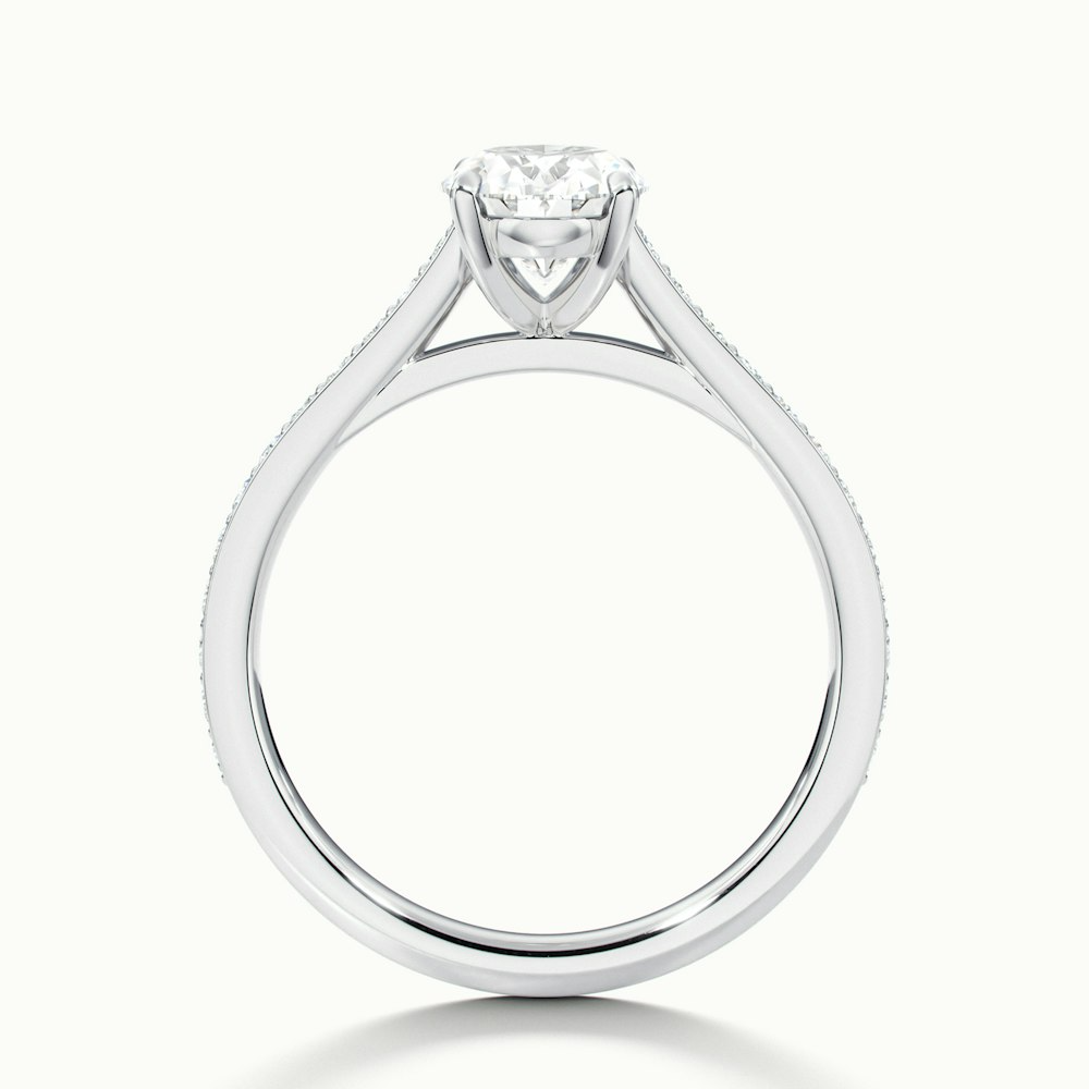 Jessy 2 Carat Oval Cut Solitaire Pave Lab Grown Engagement Ring in 14k White Gold