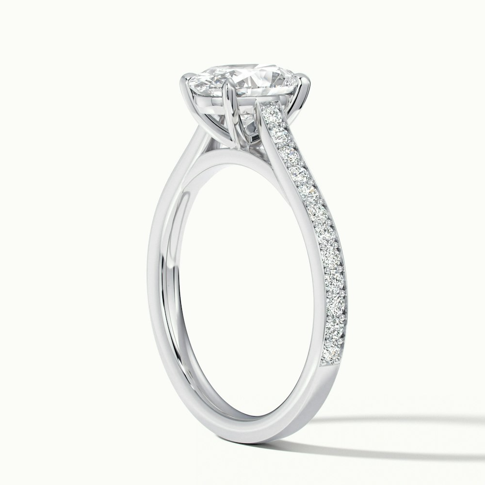 Jessy 4.5 Carat Oval Cut Solitaire Pave Lab Grown Engagement Ring in 14k White Gold