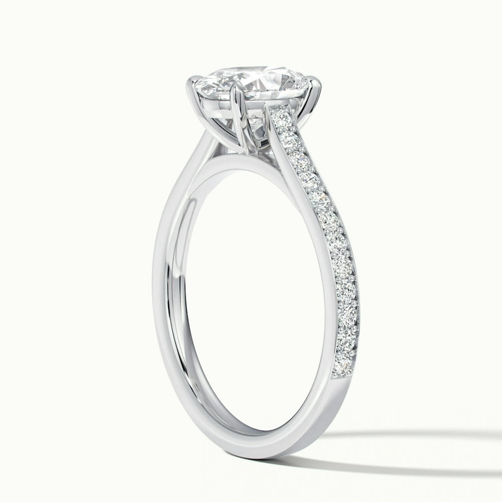 Dallas 2 Carat Oval Cut Solitaire Pave Moissanite Diamond Ring in 18k White Gold