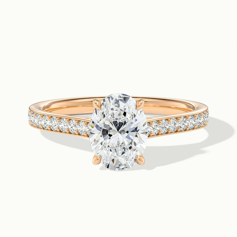 Jessy 4.5 Carat Oval Cut Solitaire Pave Lab Grown Engagement Ring in 14k Rose Gold