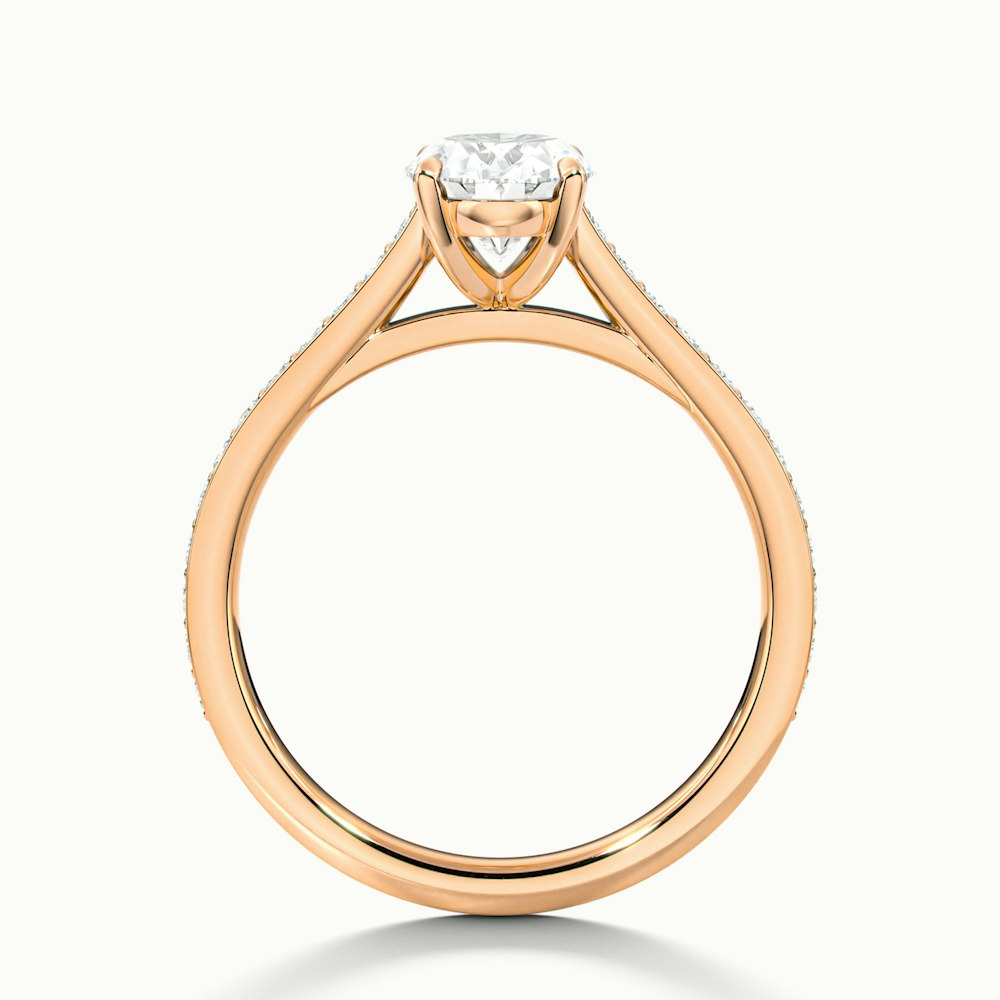 Jessy 5 Carat Oval Cut Solitaire Pave Lab Grown Engagement Ring in 14k Rose Gold