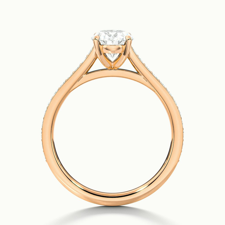 Jessy 1 Carat Oval Cut Solitaire Pave Lab Grown Engagement Ring in 10k Rose Gold