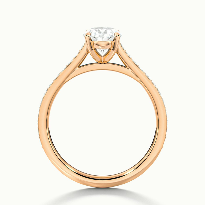 Dallas 1.5 Carat Oval Cut Solitaire Pave Moissanite Diamond Ring in 10k Rose Gold