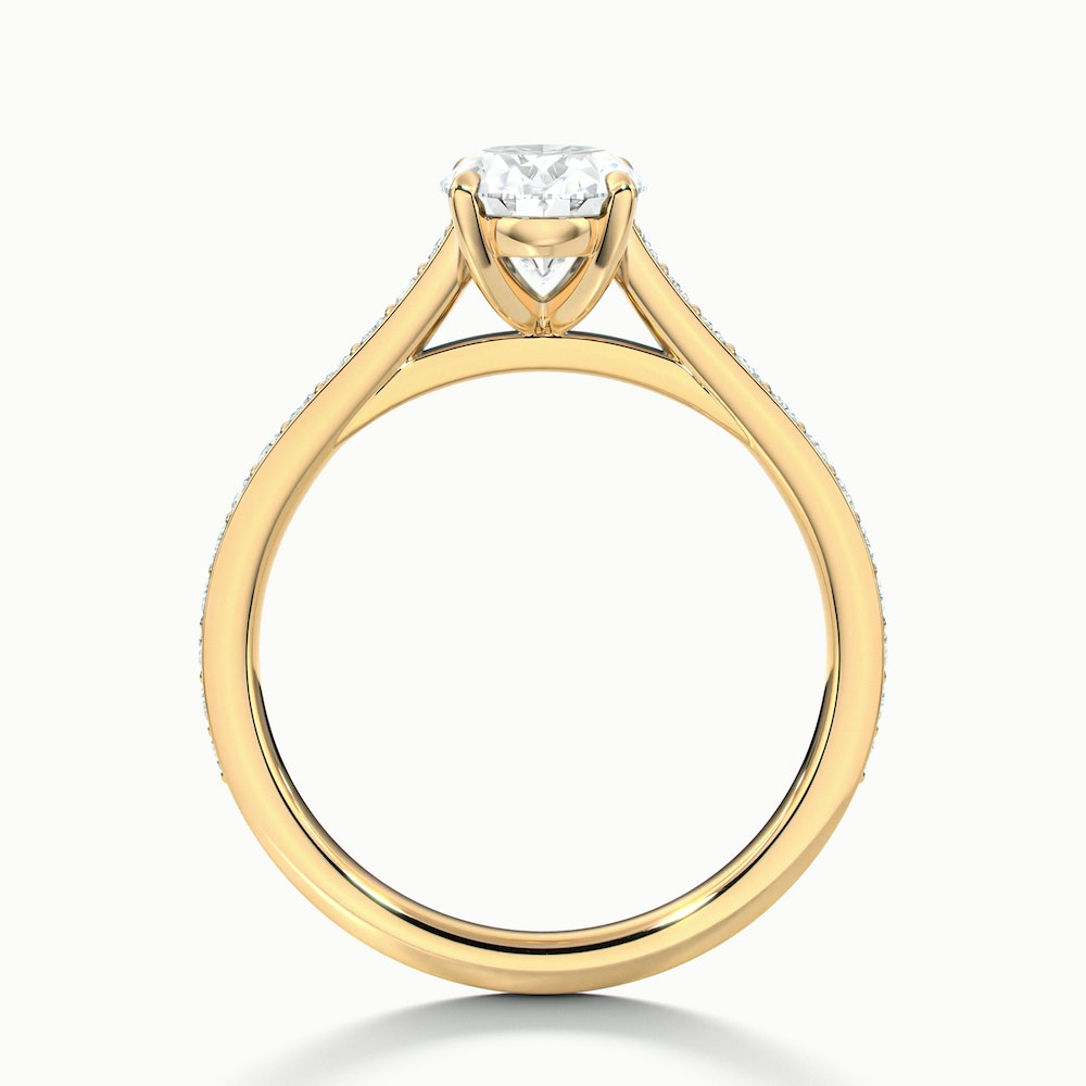 Jessy 4 Carat Oval Cut Solitaire Pave Lab Grown Engagement Ring in 14k Yellow Gold