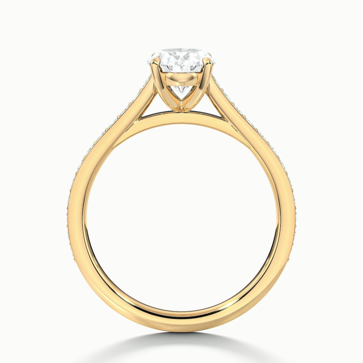 Jessy 4 Carat Oval Cut Solitaire Pave Lab Grown Engagement Ring in 14k Yellow Gold