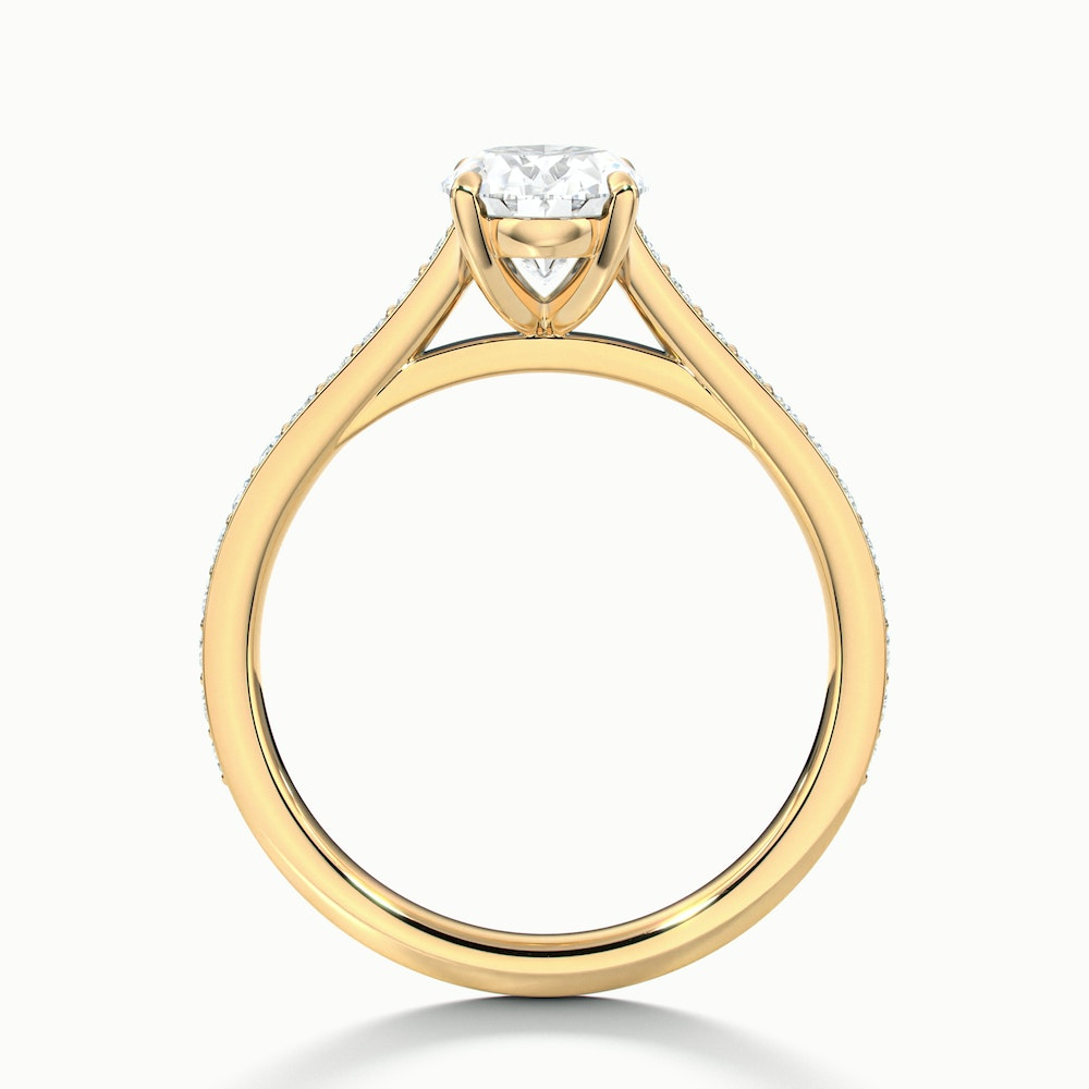 Dallas 1.5 Carat Oval Cut Solitaire Pave Moissanite Diamond Ring in 10k Yellow Gold