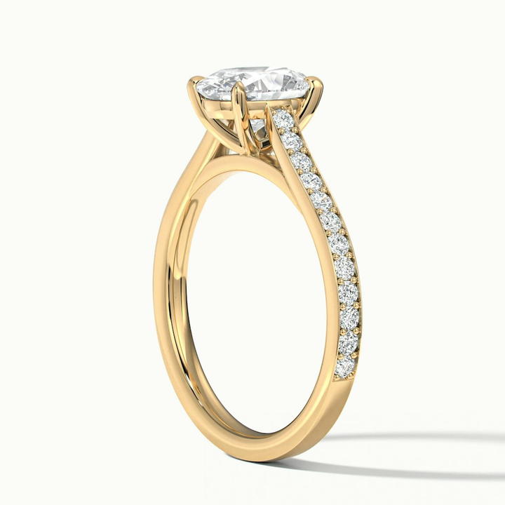 Jessy 1 Carat Oval Cut Solitaire Pave Lab Grown Engagement Ring in 10k Yellow Gold