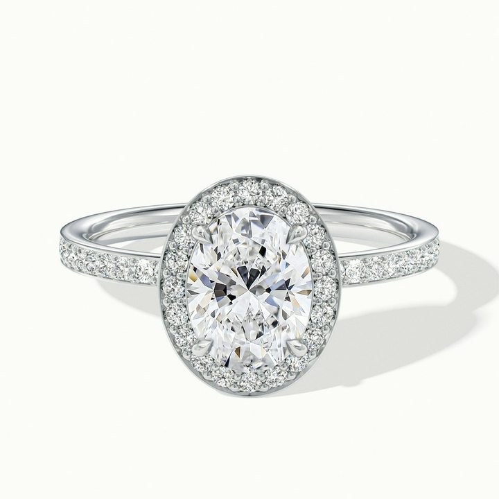 Eden 1.5 Carat Oval Halo Pave Lab Grown Engagement Ring in 10k White Gold