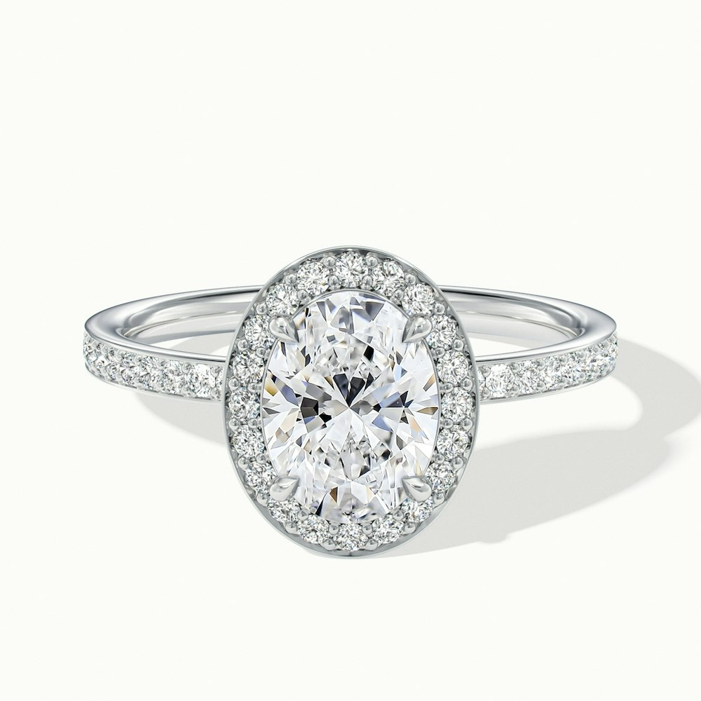 Claudia 5.5 Carat Oval Halo Pave Moissanite Diamond Ring in 10k White Gold