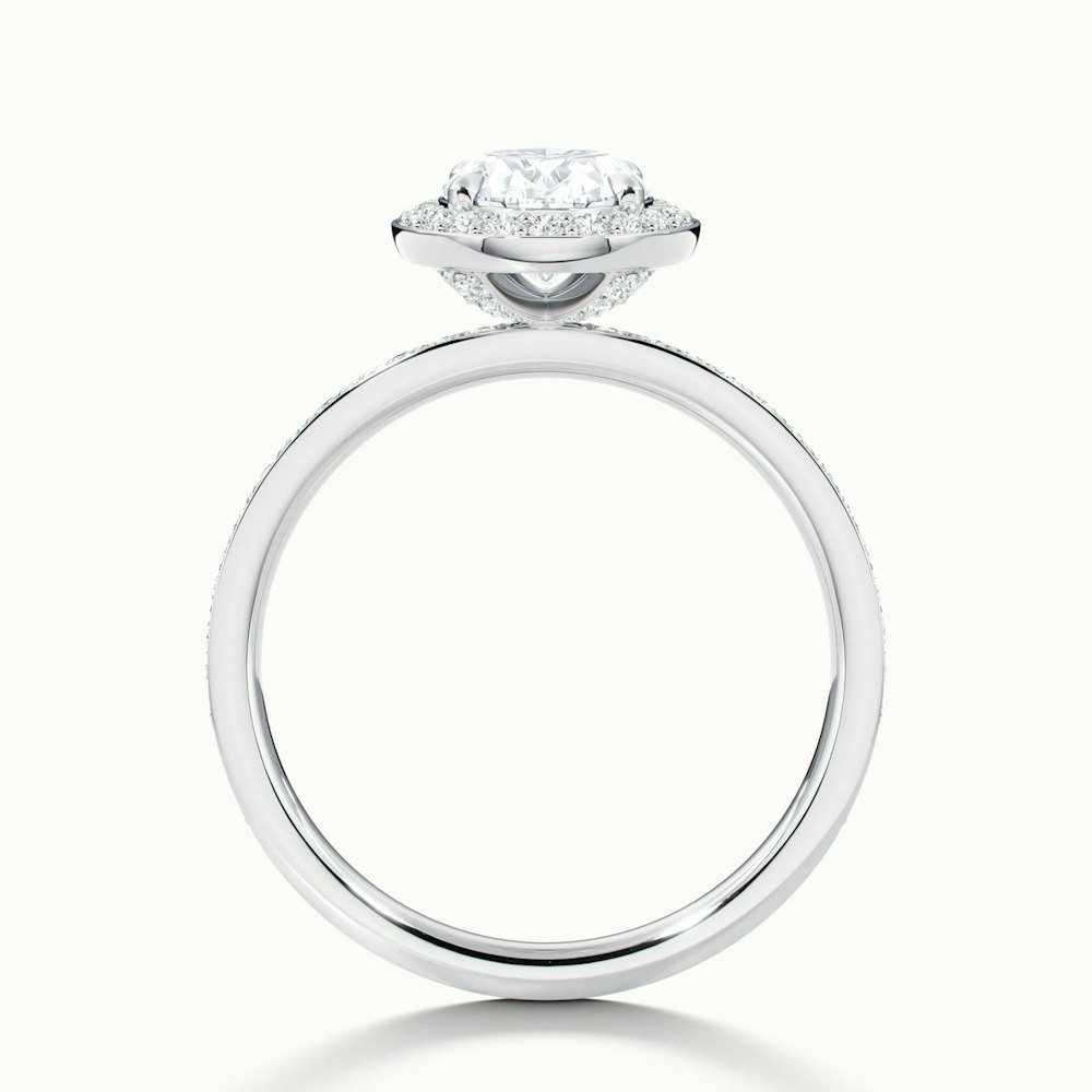Claudia 2 Carat Oval Halo Pave Moissanite Diamond Ring in 14k White Gold