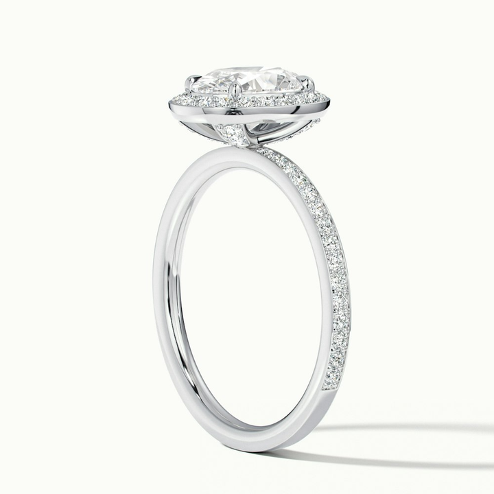 Claudia 4 Carat Oval Halo Pave Moissanite Diamond Ring in Platinum