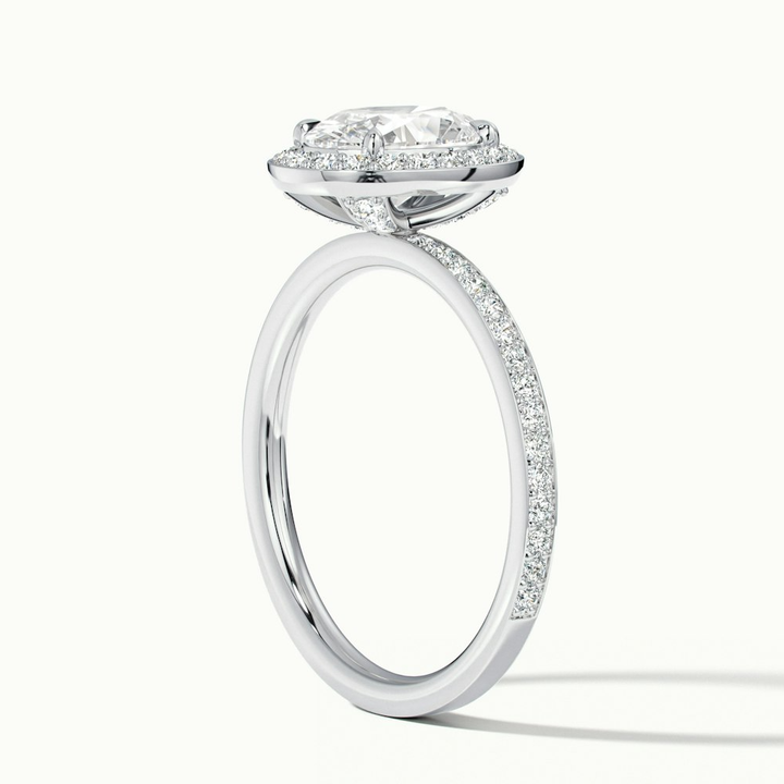 Claudia 2 Carat Oval Halo Pave Moissanite Diamond Ring in 18k White Gold