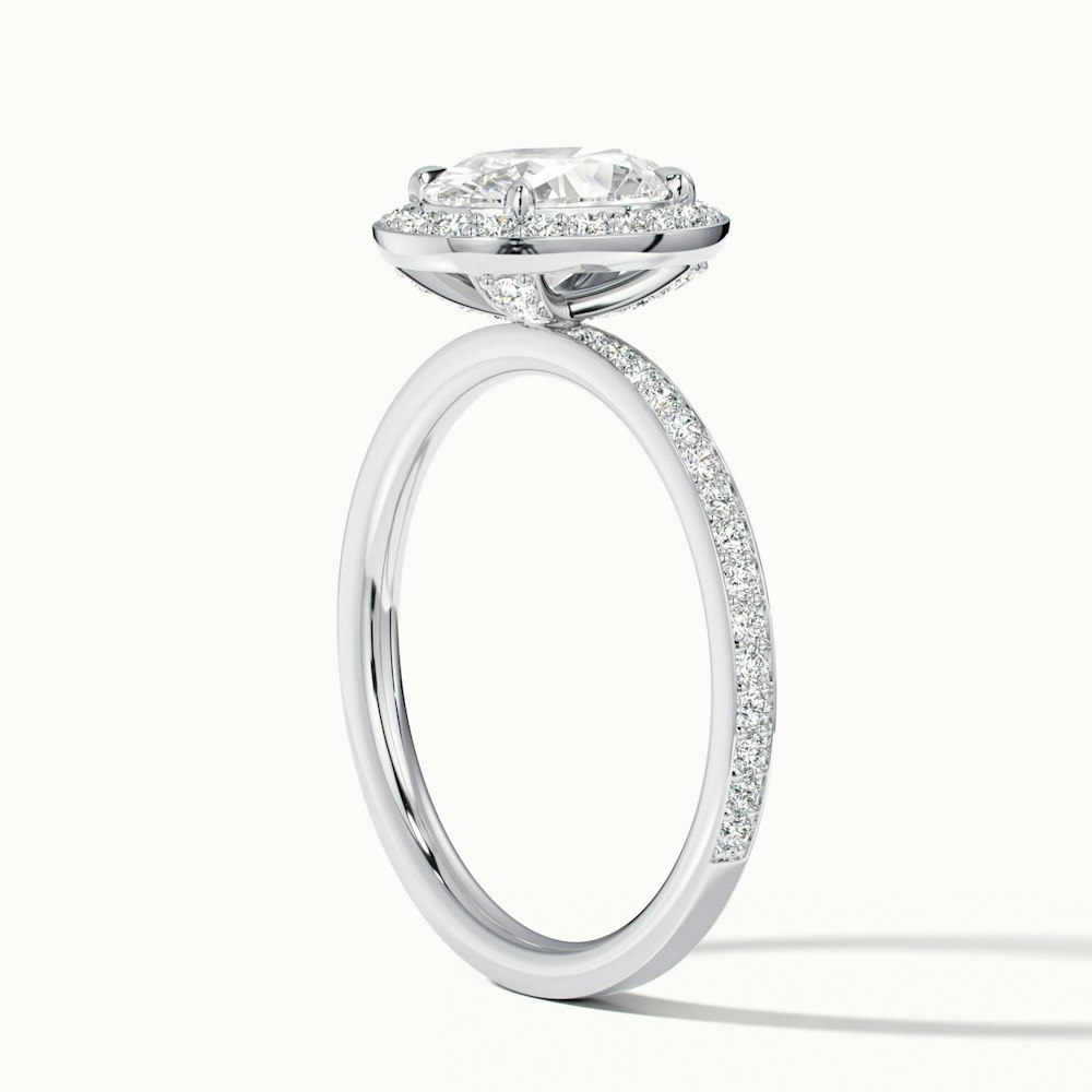 Claudia 3 Carat Oval Halo Pave Moissanite Diamond Ring in 10k White Gold