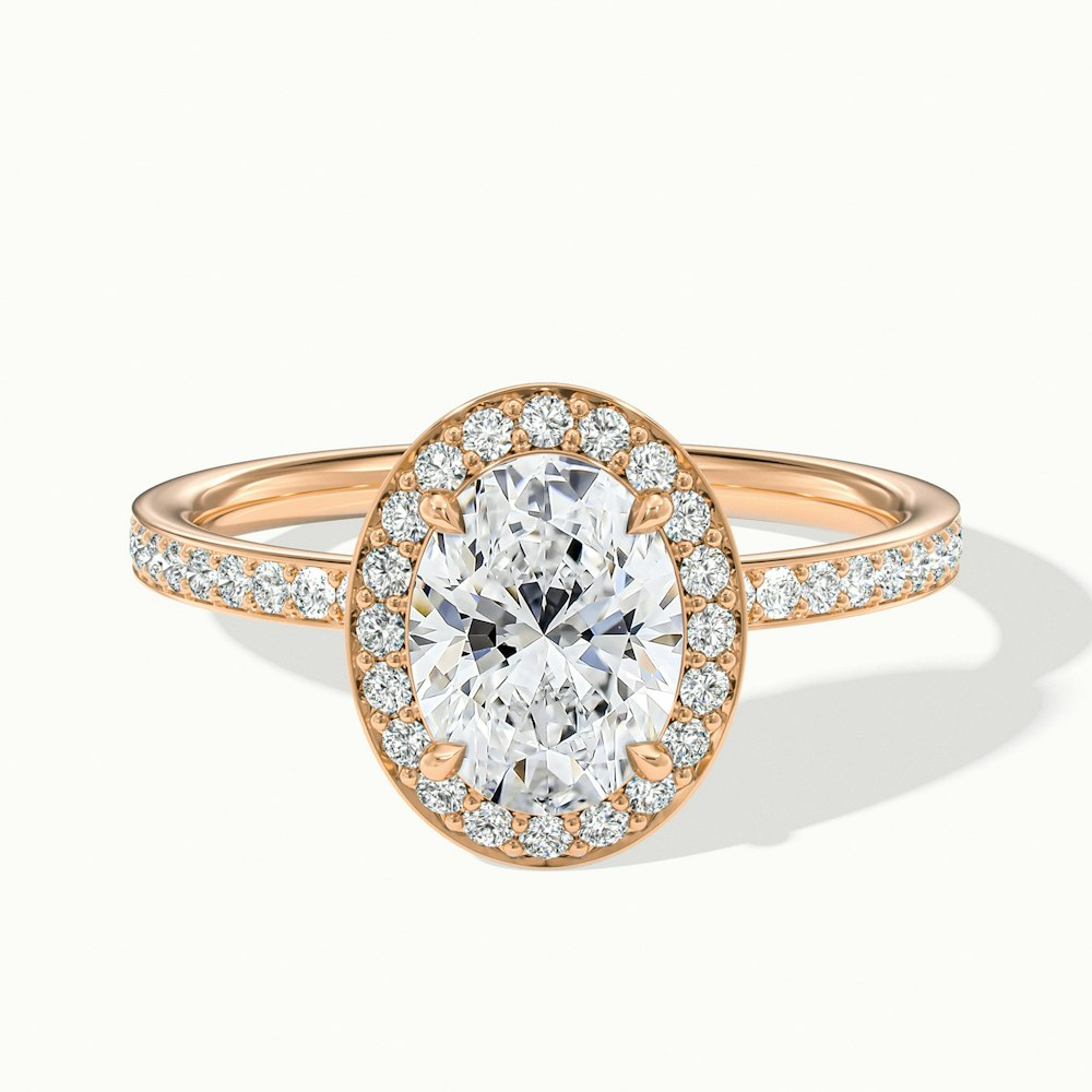 Claudia 4.5 Carat Oval Halo Pave Moissanite Diamond Ring in 14k Rose Gold