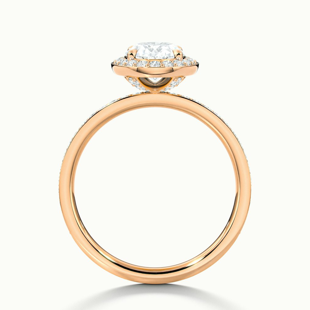 Claudia 1 Carat Oval Halo Pave Moissanite Diamond Ring in 18k Rose Gold