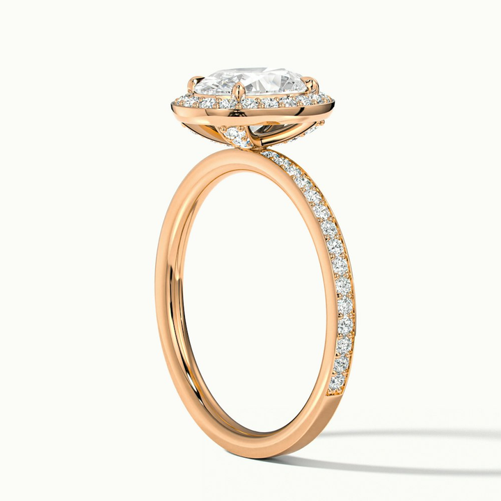 Claudia 1 Carat Oval Halo Pave Moissanite Diamond Ring in 14k Rose Gold