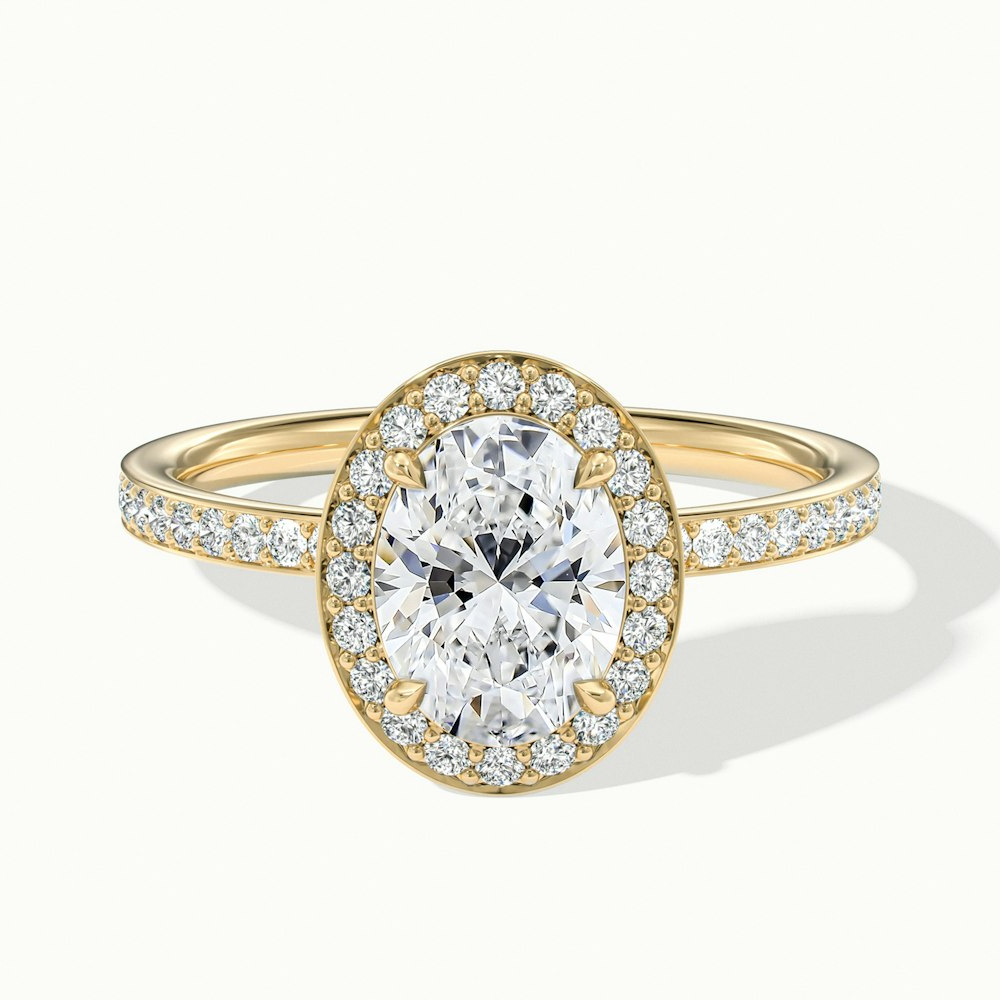 Eden 3 Carat Oval Halo Pave Lab Grown Engagement Ring in 14k Yellow Gold