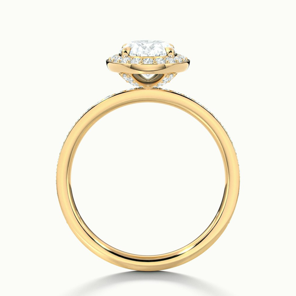 Claudia 5.5 Carat Oval Halo Pave Moissanite Diamond Ring in 14k Yellow Gold