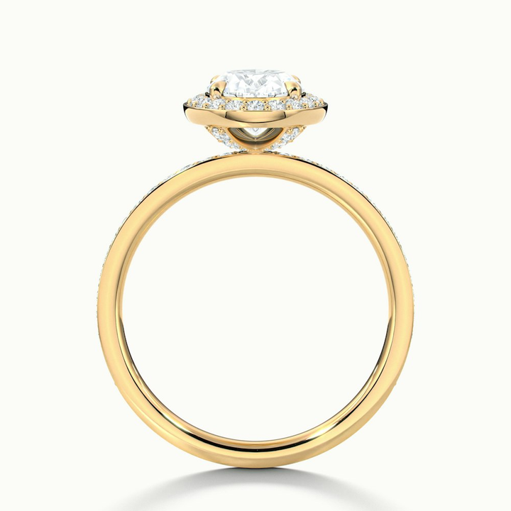 Claudia 1 Carat Oval Halo Pave Moissanite Diamond Ring in 10k Yellow Gold