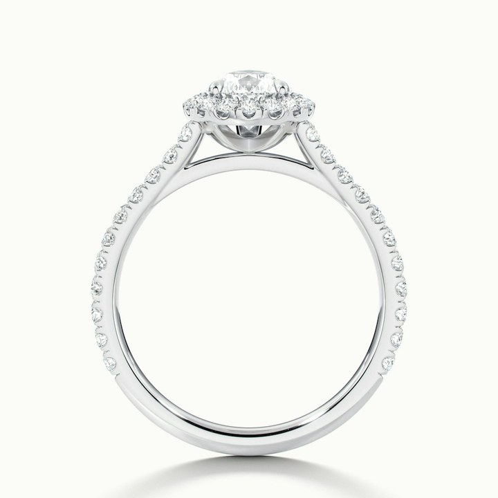 Cindy 3.5 Carat Pear Shaped Halo Moissanite Diamond Ring in 14k White Gold