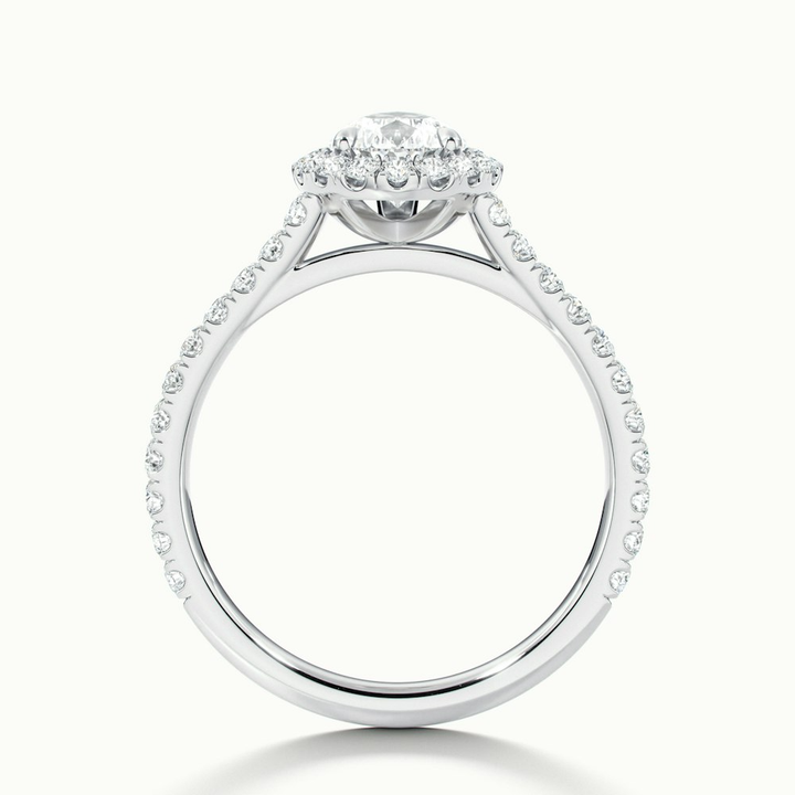 Cindy 5 Carat Pear Shaped Halo Moissanite Diamond Ring in 10k White Gold