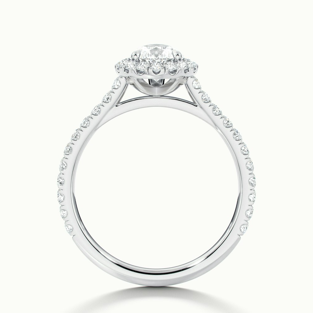 Cindy 2 Carat Pear Shaped Halo Moissanite Diamond Ring in 18k White Gold