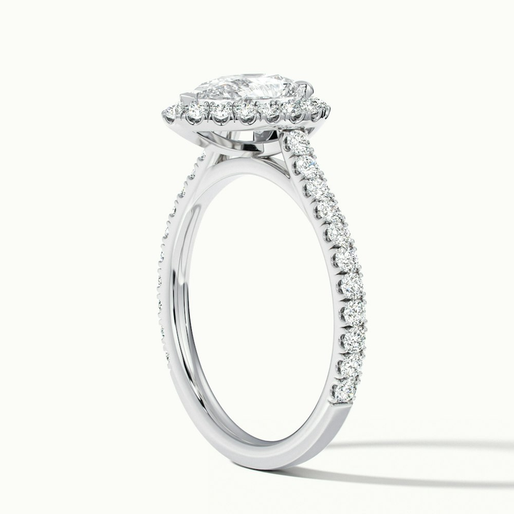 Cindy 2.5 Carat Pear Shaped Halo Moissanite Diamond Ring in Platinum