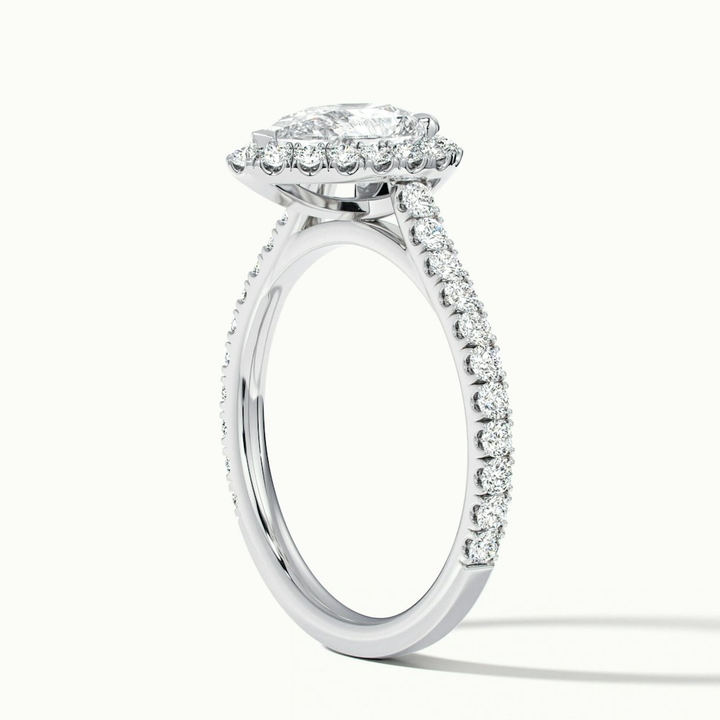 Cindy 3 Carat Pear Shaped Halo Moissanite Diamond Ring in 10k White Gold