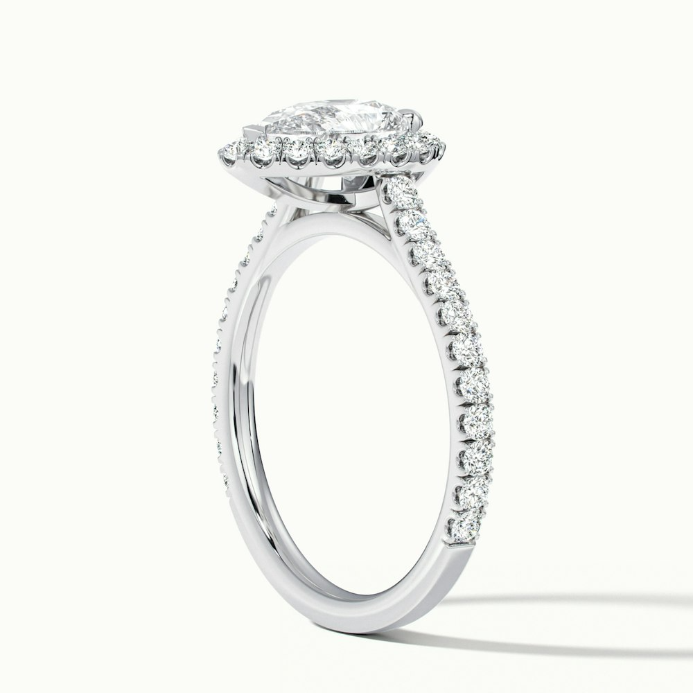 Aria 1 Carat Pear Shaped Halo Lab Grown Engagement Ring in 10k White Gold